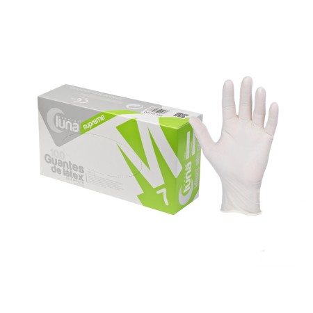 GUANTE EXAMEN SUPREME LATEX SIN POLVO LUNA 100 UDS