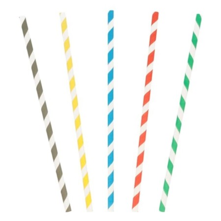 PAJITA PAPEL RAYAS COLORES B100 100P